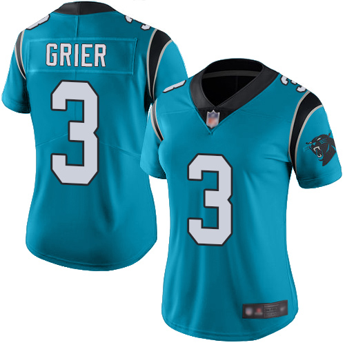 Carolina Panthers Limited Blue Women Will Grier Jersey NFL Football 3 Rush Vapor Untouchable